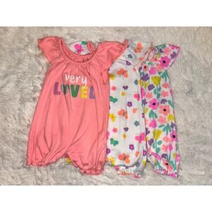 BWA Baby Girl Romper Set 24M “Very Loved” Butterflies Flowers Lot of 3 Cotton